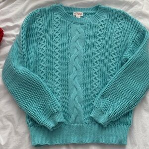 Coldwater Creek Turquoise Cable Knit Sweater